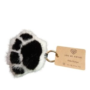 Luxe Fur Paw Print Purse Charm or Key Holder - Hand Sewn